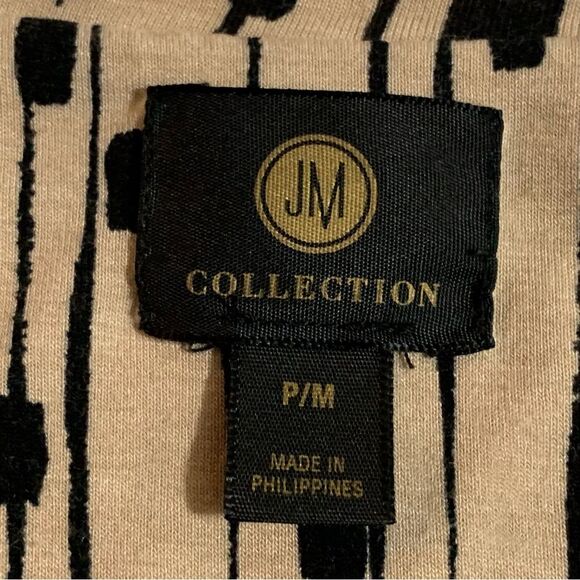 JM COLLECTION Tunic Top Women’s MPTan Black Scoop Neck 3/4 Sleeve Rayon Spandex. - Picture 5 of 9